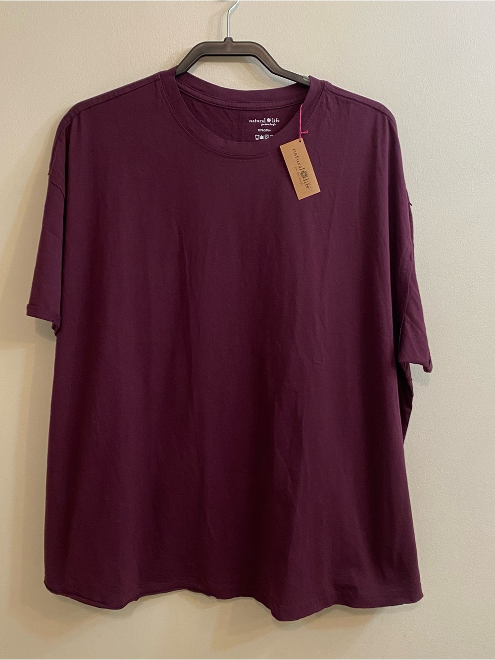Natural Life Taki It In Cotton Short Sleeve Tee Cranberry Women’s Large NWT